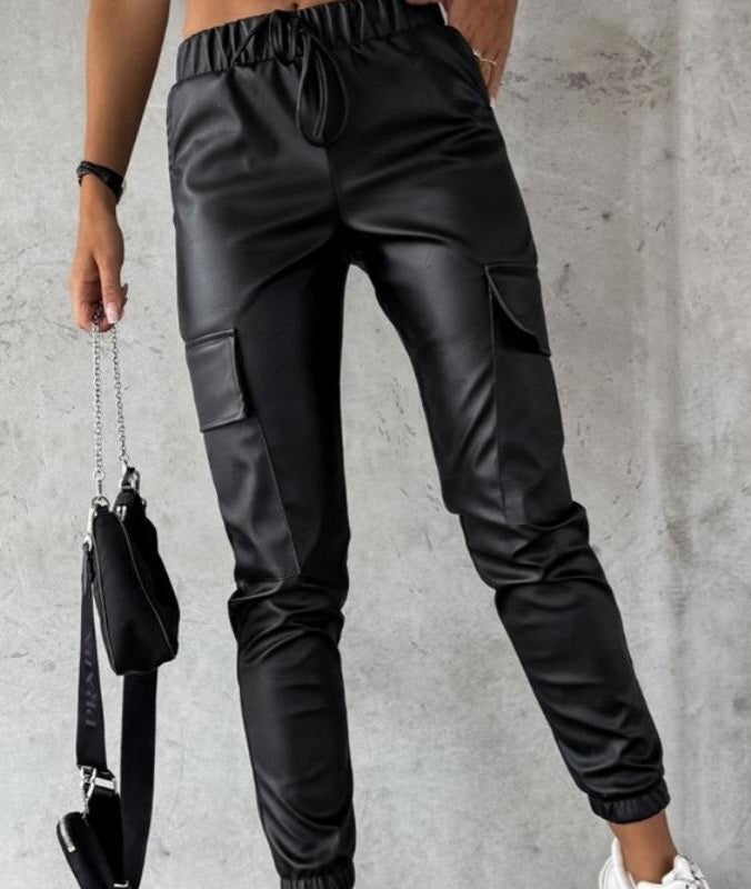 Wendy leather look joggers